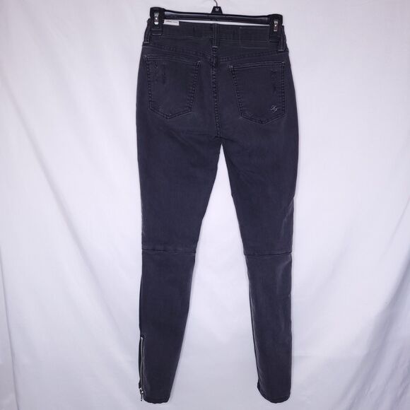 Lovers + Friends Jeans 25 Black Distressed Goth Rockstar - Picture 2 of 12
